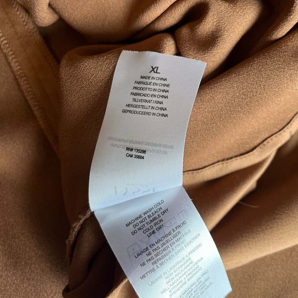 Lysse New York Satin V-Neck Long Sleeve Blouse Size XL Brown - Picture 8 of 9